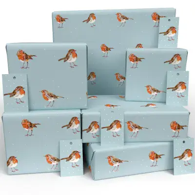 Winter Robins Wrapping Paper