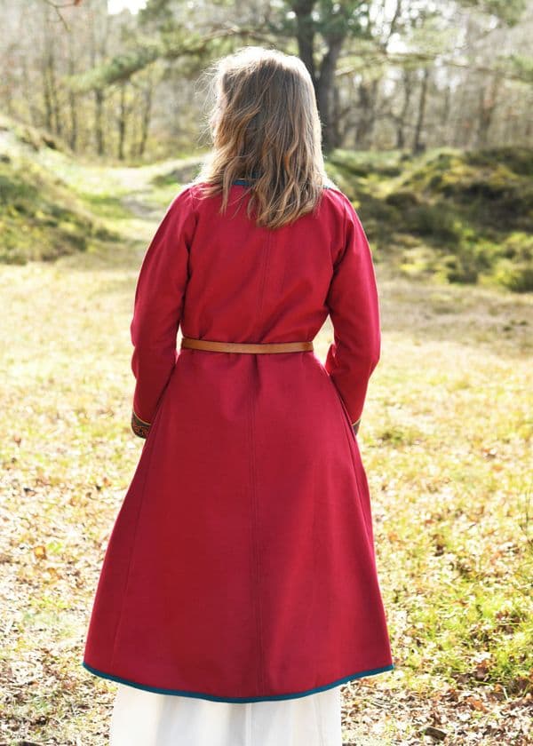   Embroidered Viking Coat Wine Red / Petrol Blue