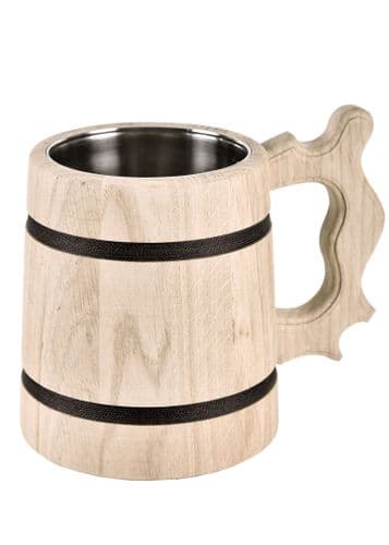 Wooden Beer Mug, Natural Oak, approx. 17 x 14 cm