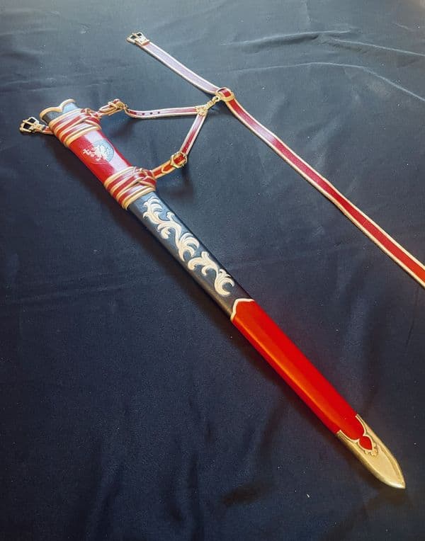 15th Century Scabbard Tooled with Full Buckle set