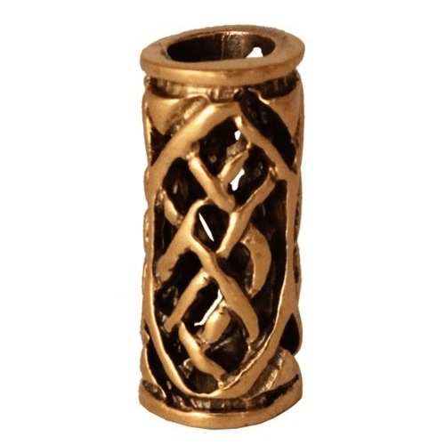 Beard/Hair Bead With Braid Pattern, Bronze