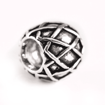 Beard/Hair Bead With Diamond Pattern, 925 Sterling Silver