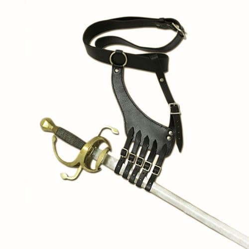 Belt with Holder for Sword, Black Leather