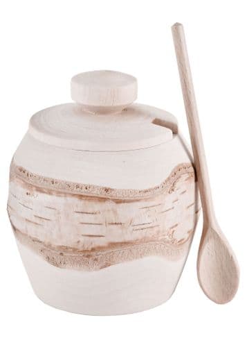 Birch Wood Sugar/Salt Bowl with Spoon