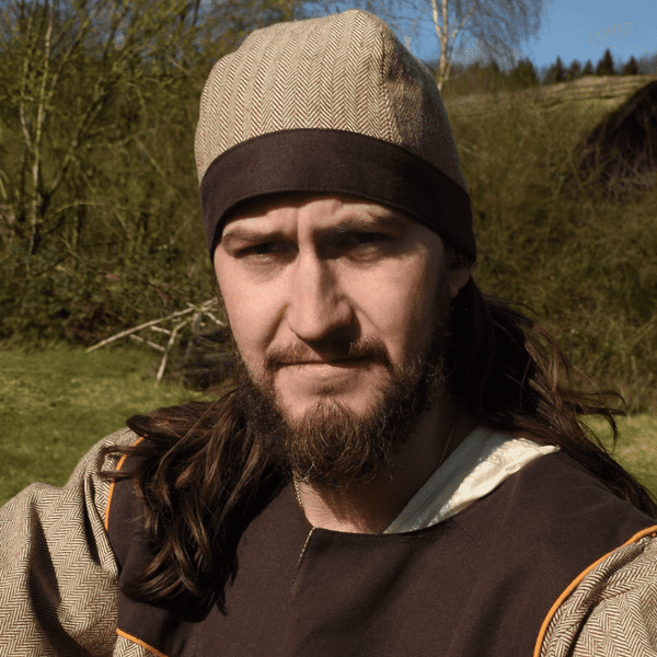 Birka Cap with Herringbone Pattern, Cotton