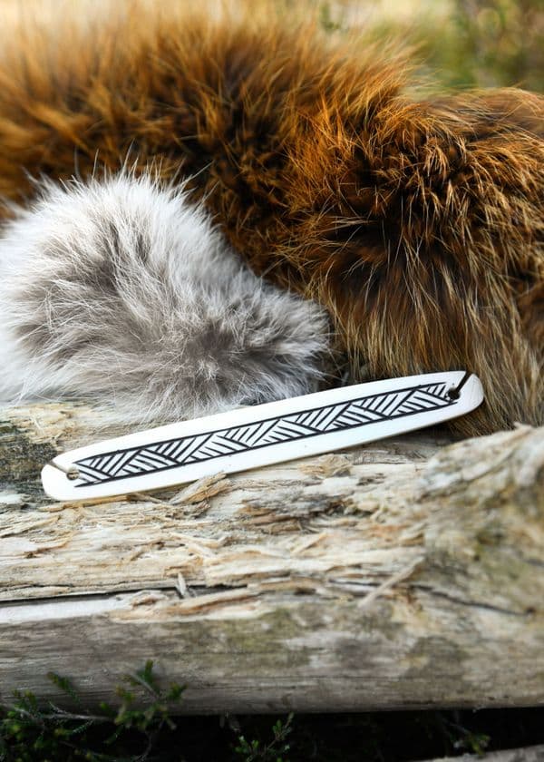 Bone Weaving Shuttle - Striped Design