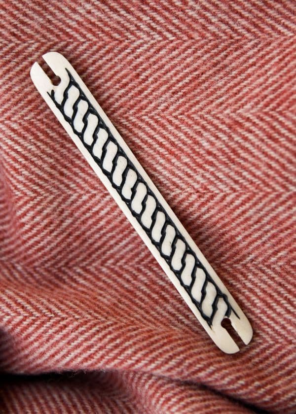 Bone Weaving Shuttle with Braided Pattern