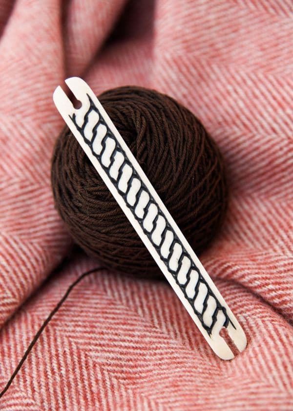 Bone Weaving Shuttle with Braided Pattern