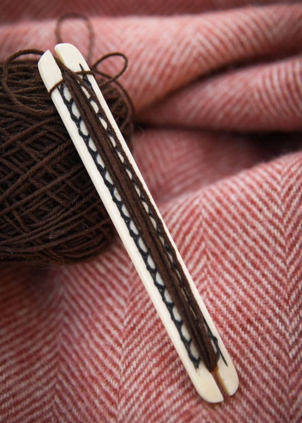 Bone Weaving Shuttle with Braided Pattern