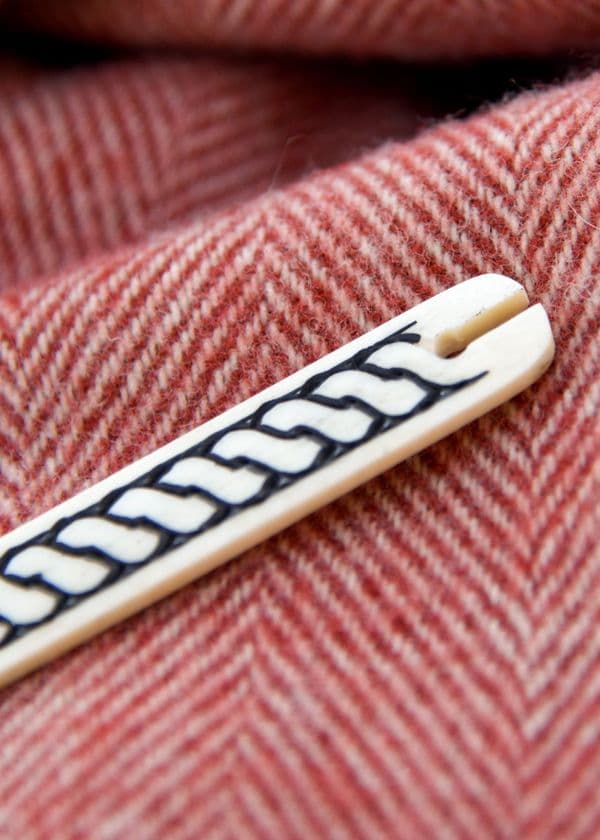 Bone Weaving Shuttle with Braided Pattern