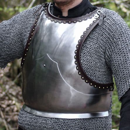 Breast Plate 1.6mm Steel Leather Straps and Leather Edging