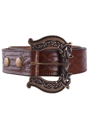 Celtic Leather Belt, Brown 170cm