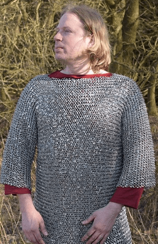 Chain Mail Haubegeon, Mid Sleeved, Riveted Round Zinc Plated Steel Rings 9mm I.D