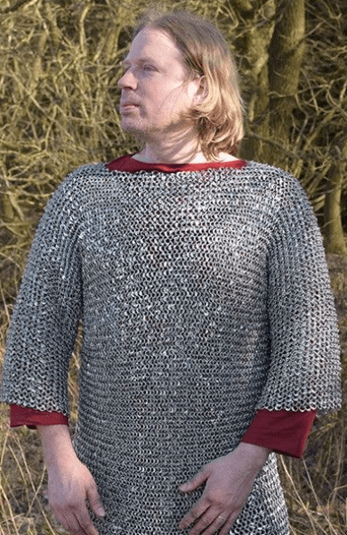 Chain Mail Haubegeon, Mid Sleeved, Riveted Round Zinc Plated Steel Rings 9mm I.D