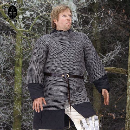 Chain Mail Haubergeon, Mid Sleeved, Butted Spring Steel Rings 8mm I.D