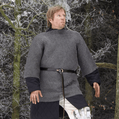 Chain Mail Haubergeon, Mid Sleeves, Flat Ring Wedge Rivets all Riveted (FRW)