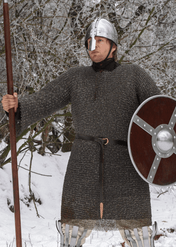 Chain Mail Hauberk Long Sleeved, Flat Ring Wedge Rivets (FRW)