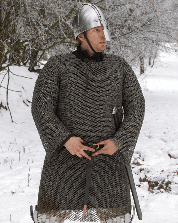 Chain Mail Hauberk, Long Sleeved Riveted Round Rings, 8mm I.D