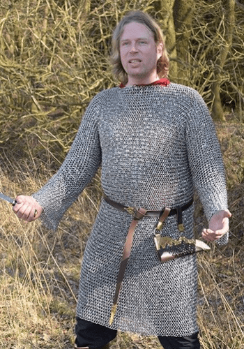 Chain Mail Hauberk, Long Sleeved, Riveted Round Zinc Plated Steel Rings 9mm I.D