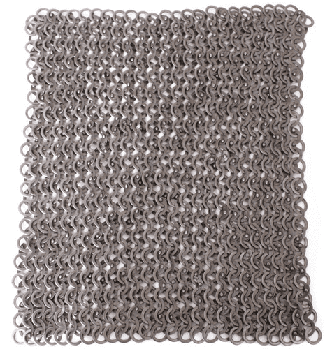 Chain Mail Square Piece, 20 X 20cm Flat Ring Round Rivet Heads Mixed (FRM), I.D 8mm