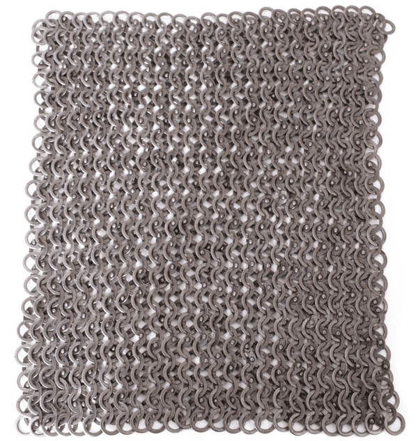 Chain Mail Square Piece, 20 X 20cm Flat Ring Round Rivet Heads Mixed (FRM), I.D 8mm