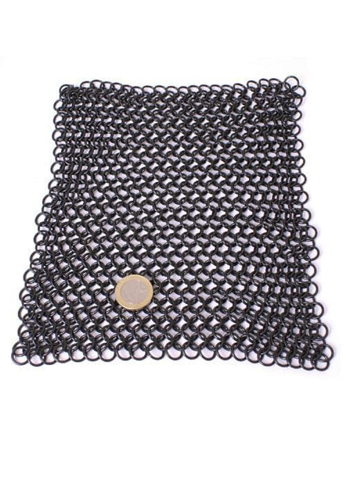Chainmail Square Piece, Butted Mild Steel, Zinc Plated or Blackened, 20 X 20 cm