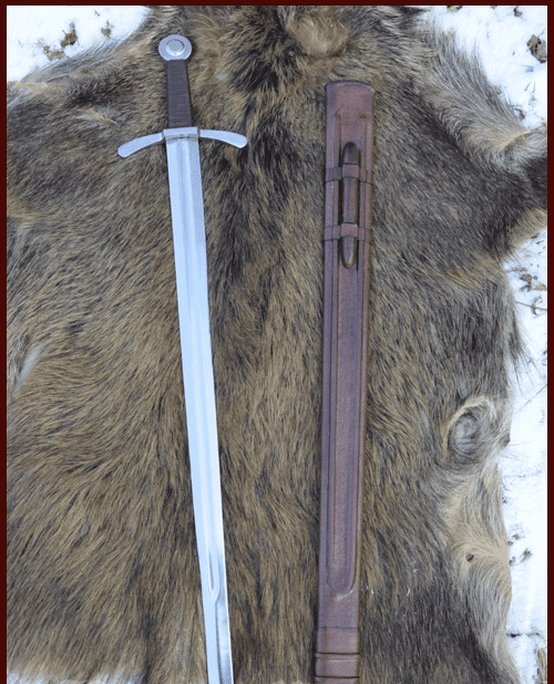 Crusader Sword With Leather Scabbard, Blunt SK-B