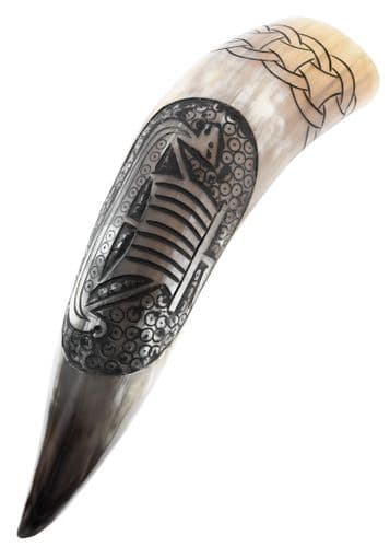 Drinking Horn with Viking Ship Motif