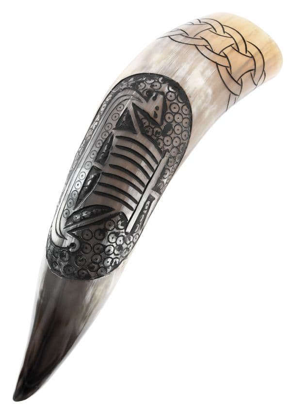 Drinking Horn with Viking Ship Motif