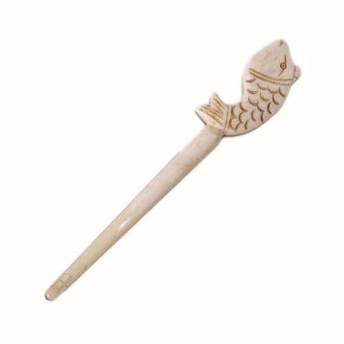 Hair Pin made from Bone, with Fish Motif