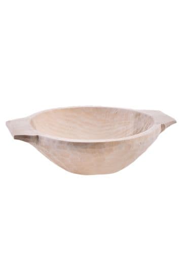 Hand-Carved Wooden Bowl with Handles, Limewood, approx. 25 x 20 cm