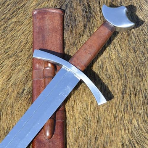 High Medieval Sword With Leather Scabbard, Blunt, Battle Re-enactment