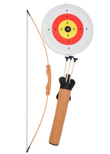 Kids Longbow, 3 Arrows, Quiver, Target, age 6 and up