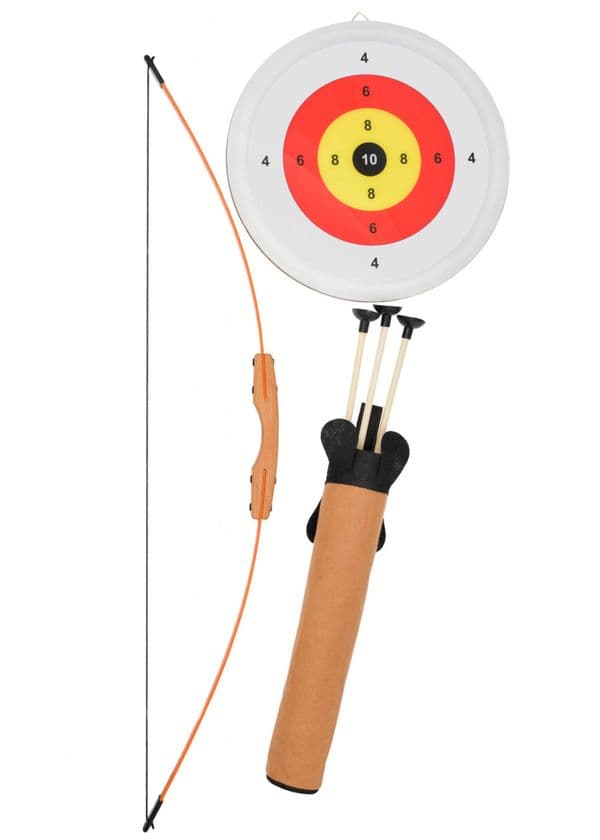 Kids Longbow, 3 Arrows, Quiver, Target, age 6 and up