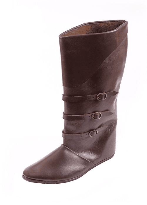 Knee High Boots with Buckles, Dark Brown