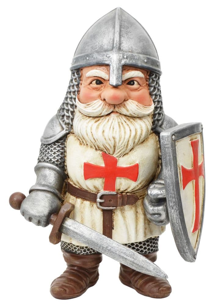 Knight Gnomplar – Templar Knight Gnome Figurine