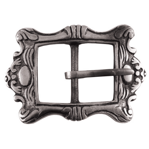 Large Square Medieval Belt Buckle, Nickel Plated Brass