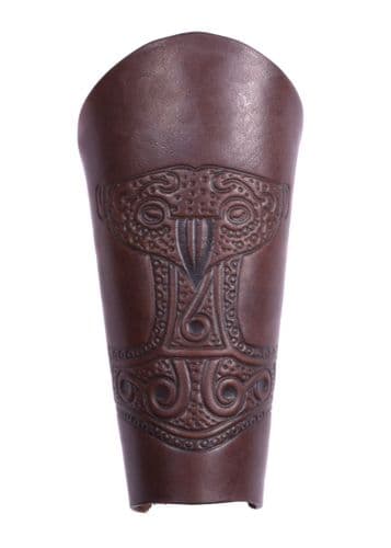 Large Wrist Band with Embossed Thor's Hammer Leather