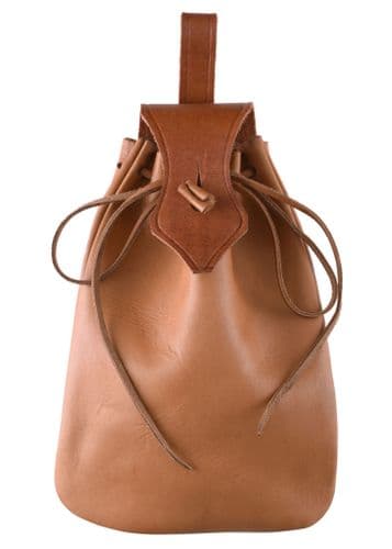Leather Bag with Leather Fastening Button