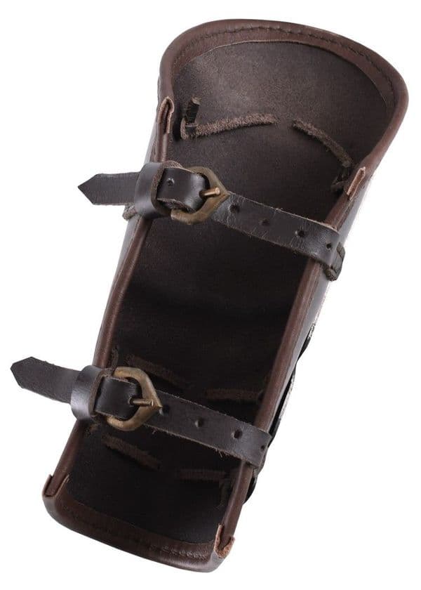 Leather Bracer with Steel Strips