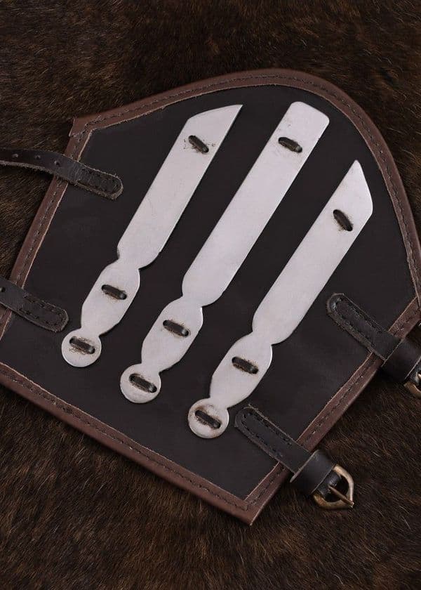 Leather Bracer with Steel Strips