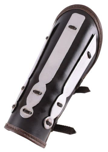 Leather Bracer with Steel Strips
