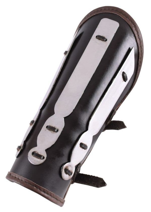 Leather Bracer with Steel Strips