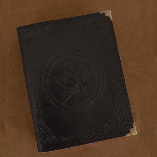 Leather Diary, Black with Pentagram 18 X 23cm