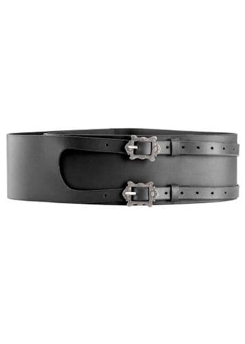 Leather Pirate Belt with Two Buckles