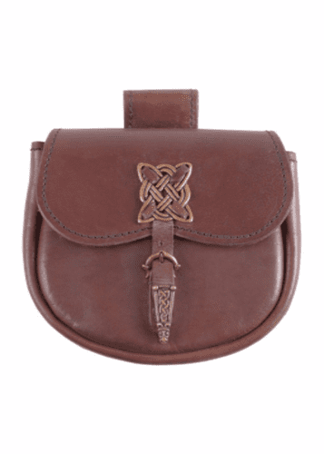 Leather Purse With Brass Celtic Design Clasp