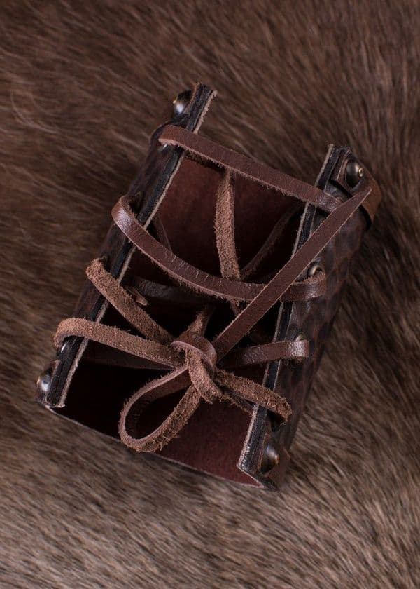 Leather Wrist Guard with Norse Ravens- Hugin and Munin