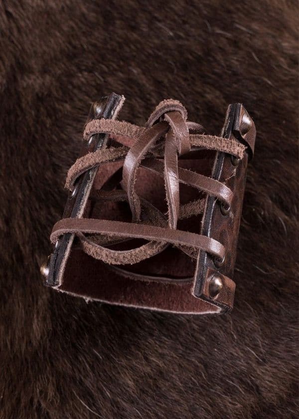 Leather Wrist Guard with Two-Headed Dragons