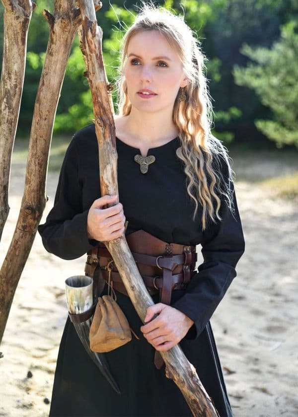 black viking dress FIORE Black Medieval Apron Dress