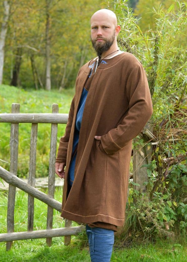 Lined Viking Coat, Diamond Twill, Wool, brown
